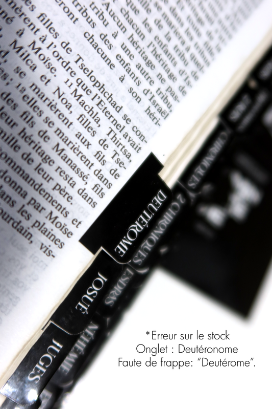 Onglets Biblique* Noir et blanc + 1 marque page offert