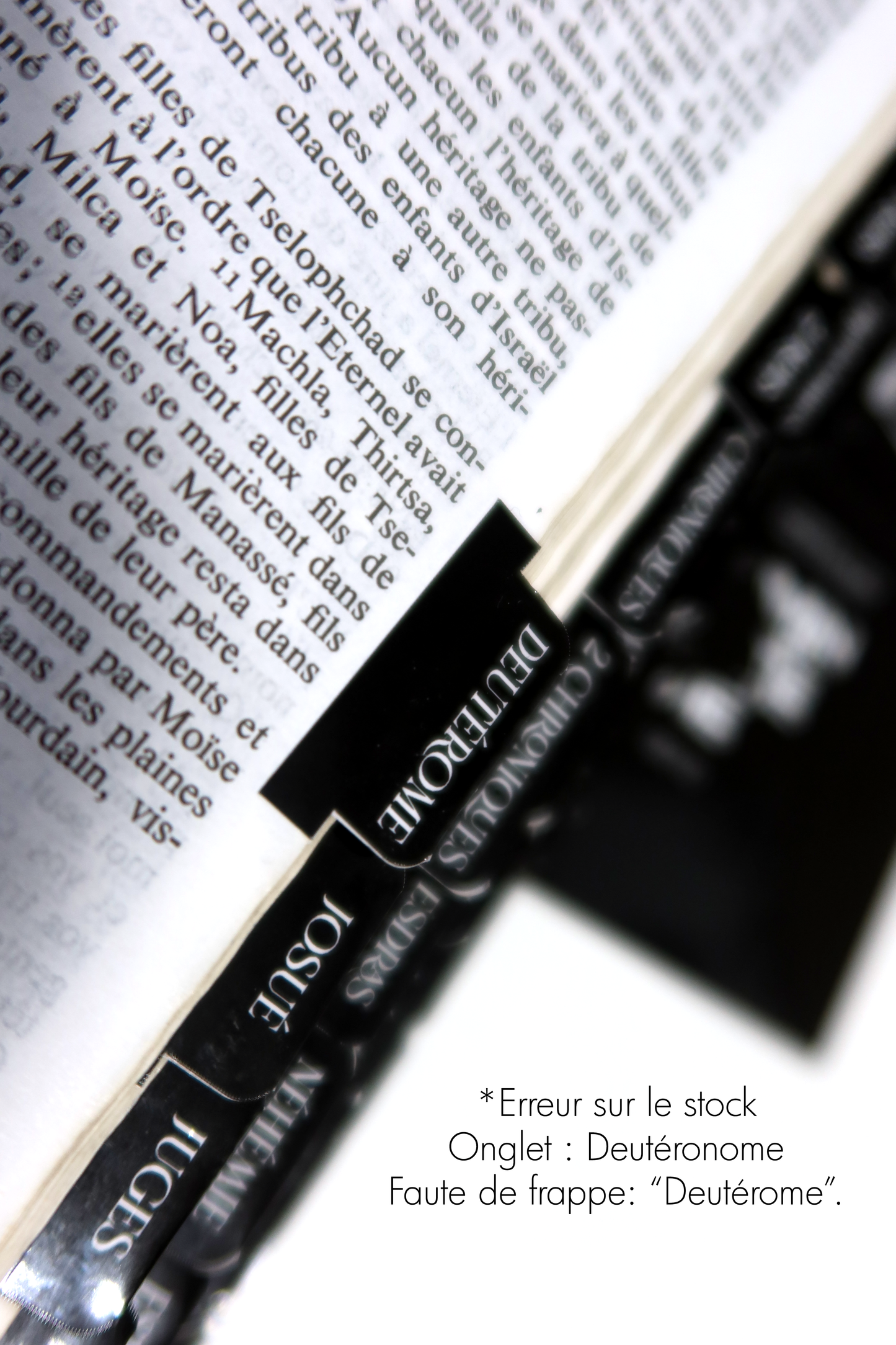 Onglets Biblique* Noir et blanc + 1 marque page offert